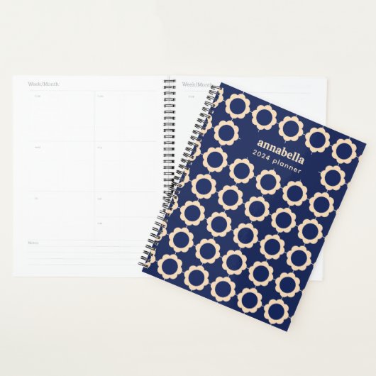 Midden-eeuws modern bloemmotief monogram planner (Display)