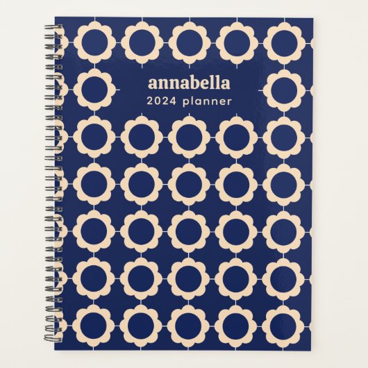 Midden-eeuws modern bloemmotief monogram planner (Voorkant)