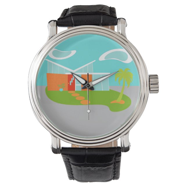 Midden-eeuws modern Cartoon huis Mannen Horloge (Voorkant)