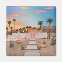 Midden-eeuws modern Flamingo huis Magneet