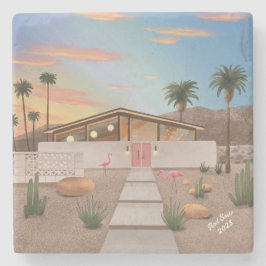 Midden-eeuws modern Flamingo huis Stenen Onderzetter