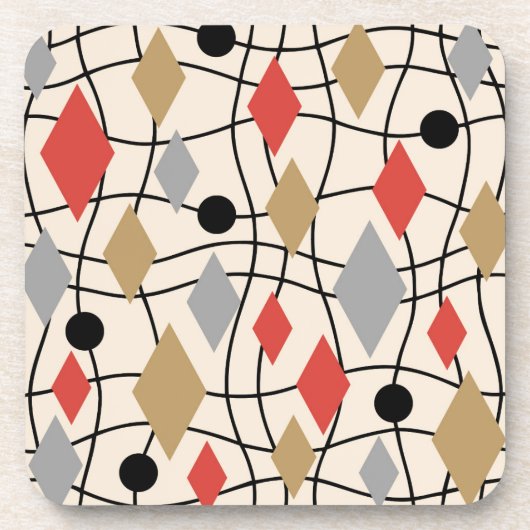 Midden eeuws modern geometrisch abstract bier onderzetter (Voorkant)