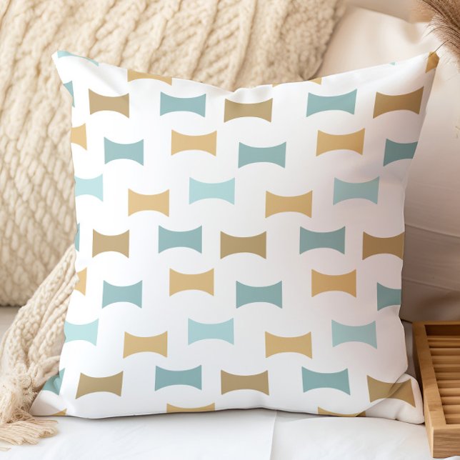 Midden eeuws modern geometrisch patroon aqua, goud kussen (Creator heeft geüpload)