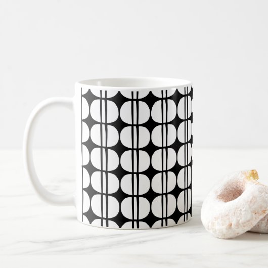 Midden eeuws modern geometrisch patroon koffiemok (Met donut)