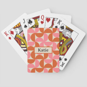 Midden eeuws modern geometrisch patroon roze oranj pokerkaarten