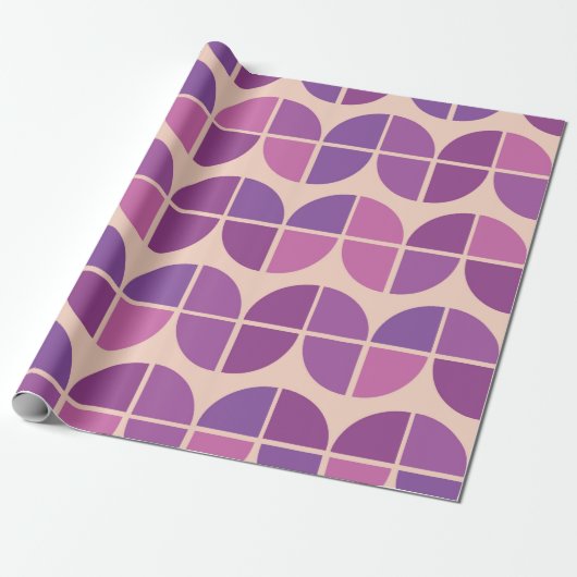 Midden-eeuws modern geometrisch roze Paarse Cadeaupapier (Uitgerold)