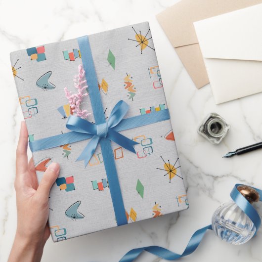Midden eeuws modern gestructureerd lichtgrijs cadeaupapier (Geschenken)