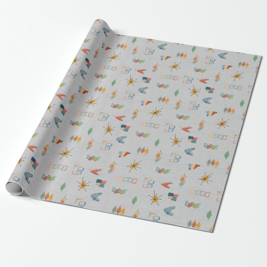 Midden eeuws modern gestructureerd lichtgrijs cadeaupapier (Uitgerold)