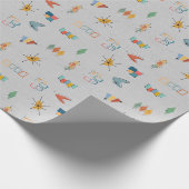 Midden eeuws modern gestructureerd lichtgrijs cadeaupapier (Hoek)