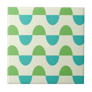 Midden eeuws modern groen en turquoise halve cirke tegeltje