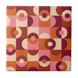 Midden eeuws modern half cirkels roze oranje tegeltje