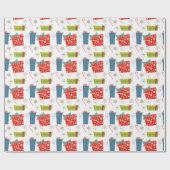 Midden eeuws modern kerstcadeau & suikerstok cadeaupapier (Vlak)