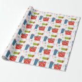 Midden eeuws modern kerstcadeau & suikerstok cadeaupapier (Uitgerold)