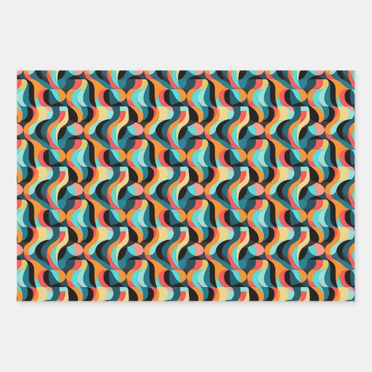 Midden-eeuws modern kleurrijk Abstract patroon Inpakpapier Vel (Voorkant 3)