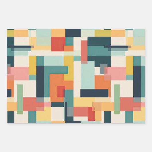 Midden-eeuws modern kleurrijk Abstract patroon Inpakpapier Vel (Voorkant 2)