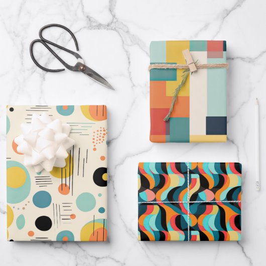 Midden-eeuws modern kleurrijk Abstract patroon Inpakpapier Vel (Voorkant)