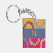 Midden-eeuws modern monogram veelkleurig Abstract Sleutelhanger (Voorkant Links)