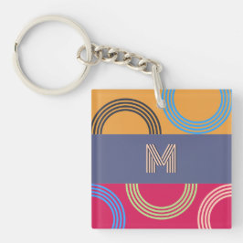Midden-eeuws modern monogram veelkleurig Abstract Sleutelhanger