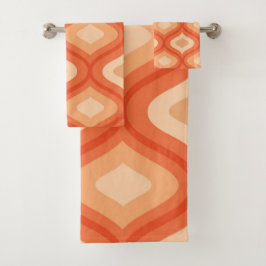 Midden eeuws modern ogee oranje en beige bad handdoek