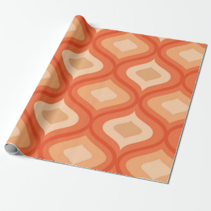 Midden eeuws modern ogee oranje en beige cadeaupapier