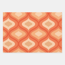 Midden eeuws modern ogee oranje en beige inpakpapier vel