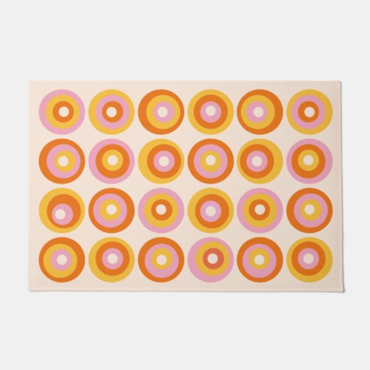 Midden eeuws modern oranje cirkelpatroon deurmat (Voorkant)