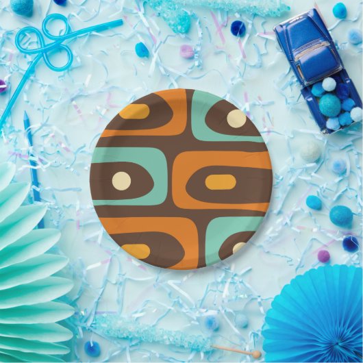 Midden-eeuws modern Piquet Pattern Bruin Sinaasapp Papieren Bordje (Feest)