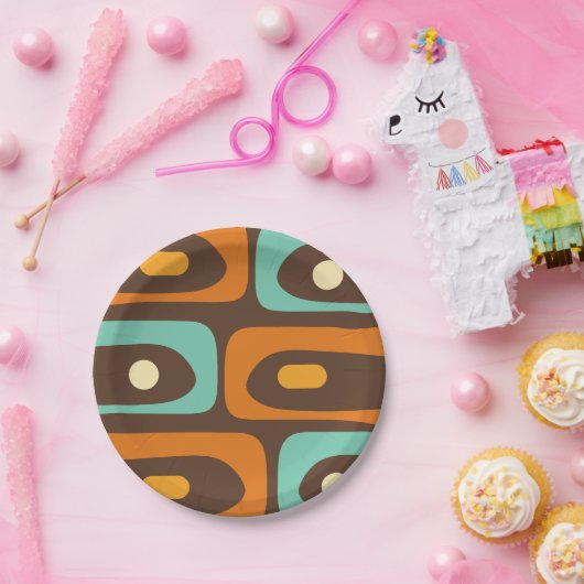 Midden-eeuws modern Piquet Pattern Bruin Sinaasapp Papieren Bordje (Feest)