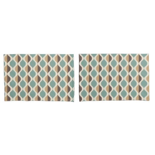Midden eeuws modern retro blauw turquoise bruin vi kussensloop (Voorkant-Set)