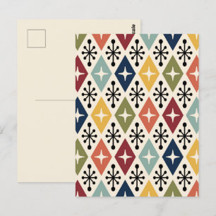 Midden eeuws modern retro stervormig patroon briefkaart
