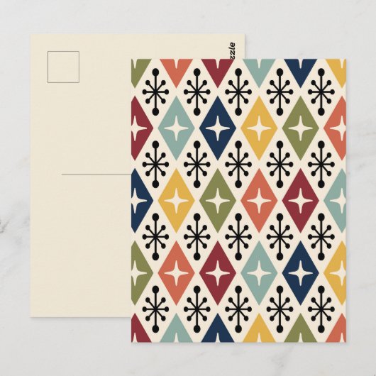 Midden eeuws modern retro stervormig patroon briefkaart (Voorkant / Achterkant)