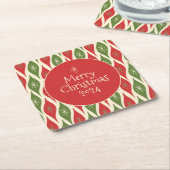 Midden-eeuws modern retro  vrolijk kerstfeest kartonnen onderzetters (Schuin)