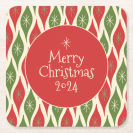 Midden-eeuws modern retro  vrolijk kerstfeest kartonnen onderzetters