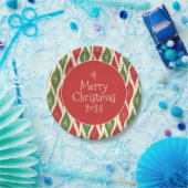 Midden-eeuws modern retro vrolijk kerstfeest papieren bordje (Feest)