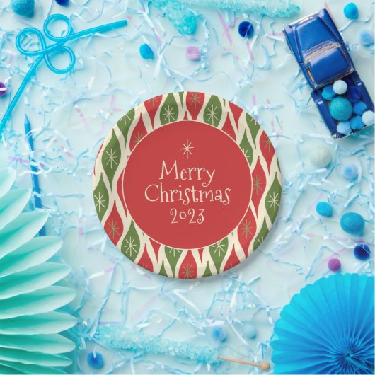 Midden-eeuws modern retro  vrolijk kerstfeest papieren bordje (Feest)