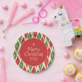 Midden-eeuws modern retro vrolijk kerstfeest papieren bordje (Feest)