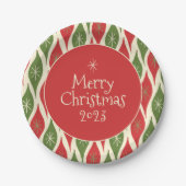 Midden-eeuws modern retro vrolijk kerstfeest papieren bordje (Voorkant)