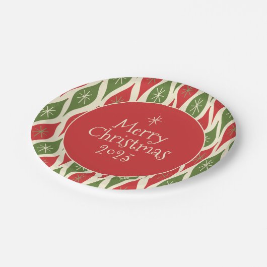 Midden-eeuws modern retro  vrolijk kerstfeest papieren bordje (Gekanteld)