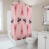 Midden-eeuws modern: roze koraalpatroon. douchegordijn (In situ)