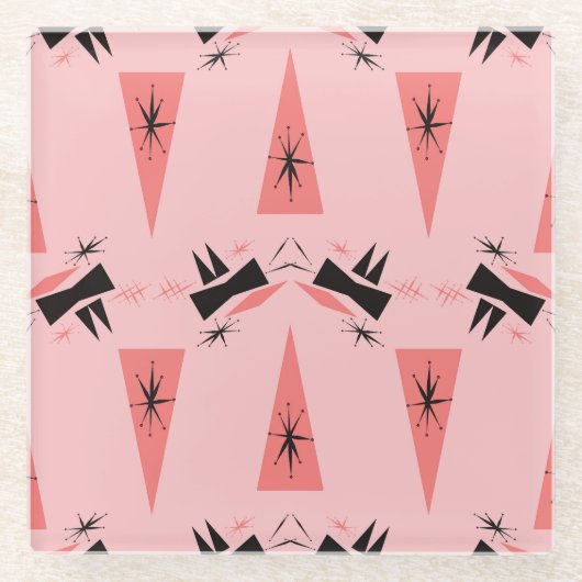 Midden-eeuws modern: roze koraalpatroon. glazen onderzetter (Voorkant)