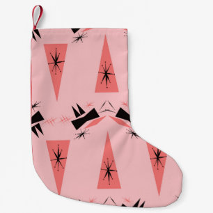 Midden-eeuws modern: roze koraalpatroon. kleine kerstsok