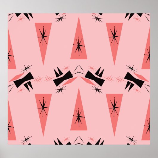 Midden-eeuws modern: roze koraalpatroon. poster (Voorkant)