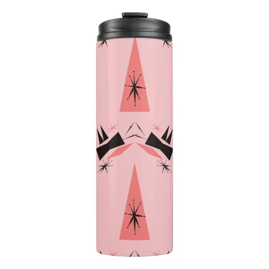 Midden-eeuws modern: roze koraalpatroon. thermosbeker (Voorkant)