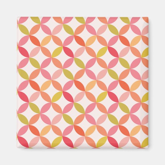 Midden eeuws modern roze rood oranje Cirkels  Magneet (Voorkant)