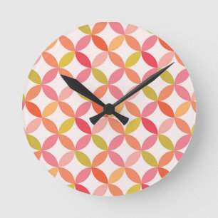 Midden eeuws modern roze rood oranje Cirkels Ronde Klok