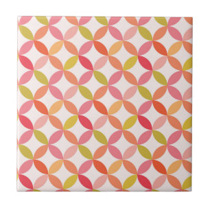Midden eeuws modern roze rood oranje Cirkels  Tegeltje