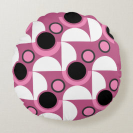 Midden-eeuws modern roze, zwart en grijs rond kussen