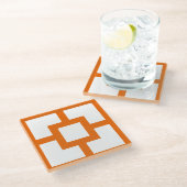 Midden-eeuws modern Sinaasappel en wit Breeze Bloc Glazen Onderzetter (Schuin)