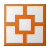 Midden-eeuws modern Sinaasappel en wit Breeze Bloc Tegeltje (Voorkant)