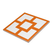 Midden-eeuws modern Sinaasappel en wit Breeze Bloc Tegeltje (Zijkant)